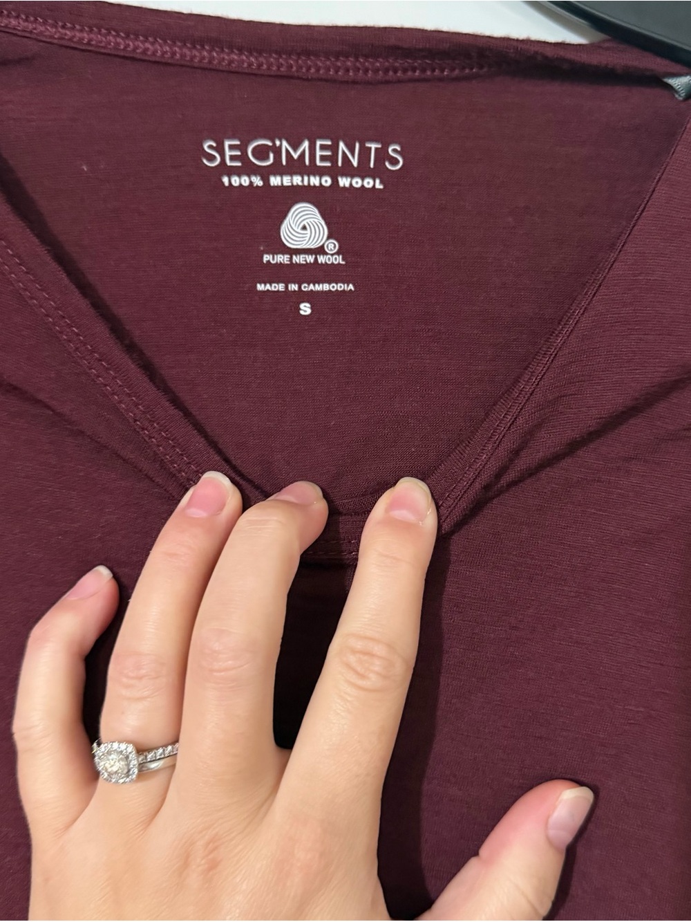 Segments Women's Merino Wool Long Sleeve Top Shirt Merlot Melange small Hiking - Picture 2 of 5